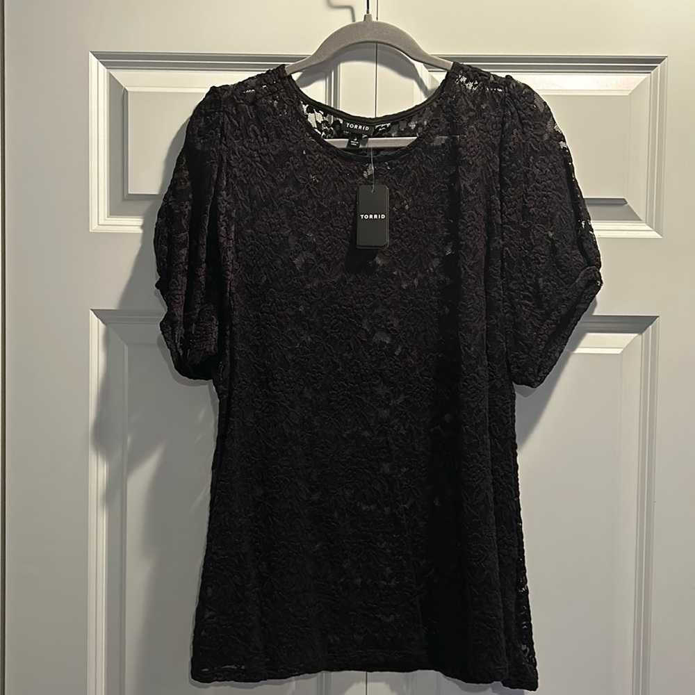 Torrid Black Lace Overlay Top. Size 3. Brand new with tags.